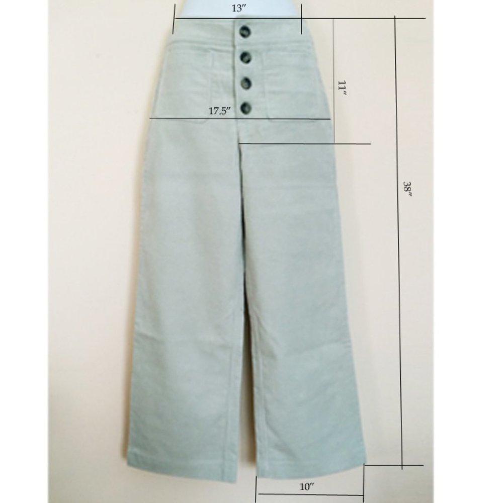 NEW WOMEN VELVET CROPPED WIDE GREEN PANTS JEANS XS - Picture 8 of 8